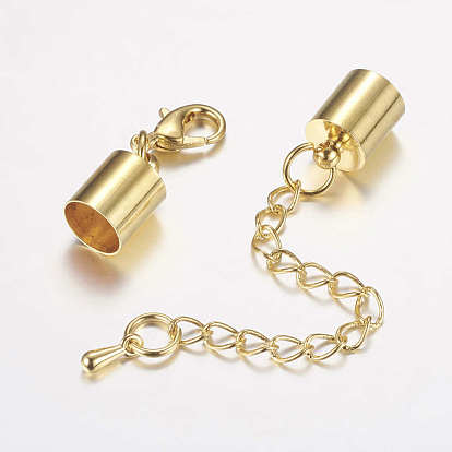 Brass Chain Extender,  with Alloy Lobster Claw Clasps