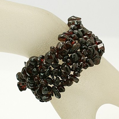 Gemstone Chip Stretch Bracelets, 43~48mm