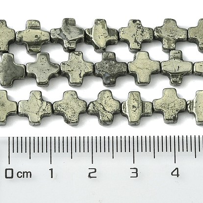 Natural Pyrite Beads Strands, Religion Cross