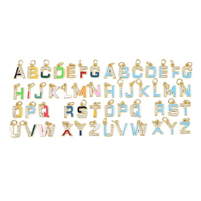 Латунные микро проложить кубического циркония прелести, с эмалью, Письмо ~ Z, реальный 18 k позолоченный