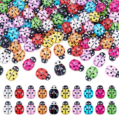 Cabochons en résine à dos plat transparent, forme de coccinelle