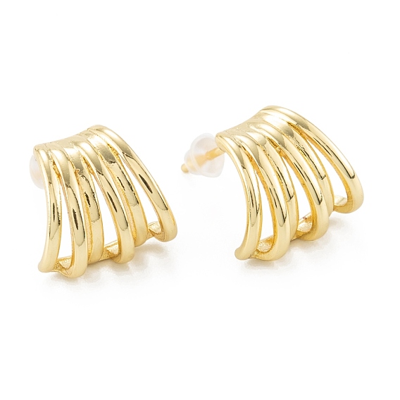 Brass Stud Earrings, Long-Lasting Plated, Leaf