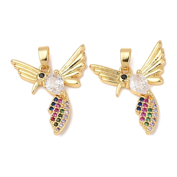 Латунные микро-паве красочные кубические циркониевые подвески, амулеты птиц
