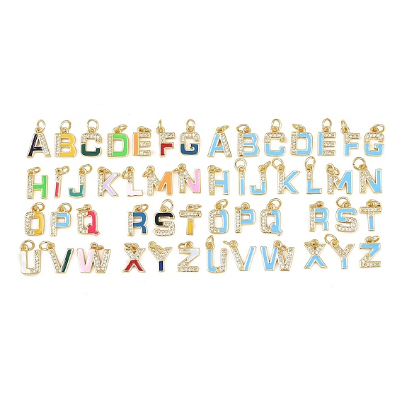 Латунные микро проложить кубического циркония прелести, с эмалью, Письмо ~ Z, реальный 18 k позолоченный