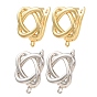 Brass Hoop Earring Findings, Knot, with Loops, Lead Free & Cadmium Free, Long-Lasting Plated, Rack Plating