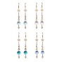Glass Dangle Earrings with Shell Beads, 304 Stainless Steel Jewelry for Women