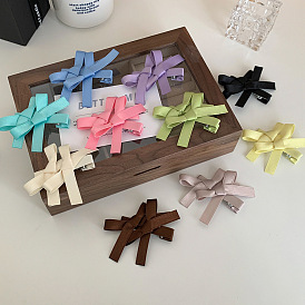 Ballet-inspired Candy-colored Hair Clip with Ribbon and Double Butterfly Bow