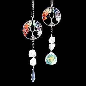 Hanging Crystal Bullet/Ball Prism for Ceiling Chandelier, Gemstone Tree of Life Pendant Decoration, Suncatcher Rainbow Maker