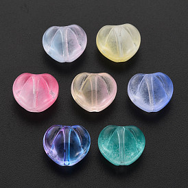Two Tone Transparent Spray Painted Glass Beads, Heart
