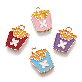 Eco-Friendly Zinc Alloy Pendants, with Enamel, Cadmium Free & Nickel Free & Lead Free, Chips, Light Gold
