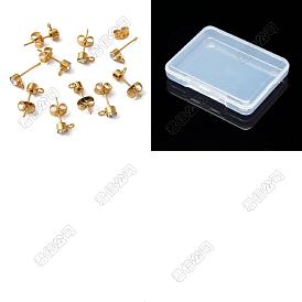 20 piezas 304 fornituras de aretes de acero inoxidable, con lazo horizontal y strass de cristal, columna