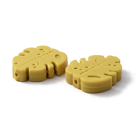 Food Grade Eco-Friendly Silicone Beads, Monstera Leaf