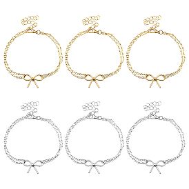 6шт. 2 цвета многорядные браслеты из цинкового сплава, бантом