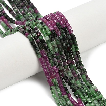 Натуральный рубин в цоизита бусин пряди, граненые настольные бусины в форме куба