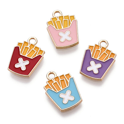 Eco-Friendly Zinc Alloy Pendants, with Enamel, Cadmium Free & Nickel Free & Lead Free, Chips, Light Gold