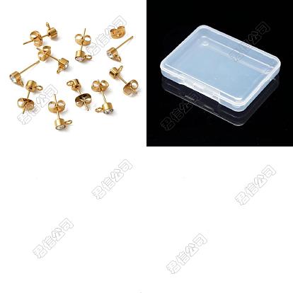20 piezas 304 fornituras de aretes de acero inoxidable, con lazo horizontal y strass de cristal, columna