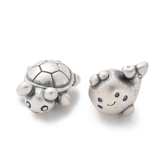 Тонкие серебряные бусины в виде морских животных, китовая черепаха, античное серебро