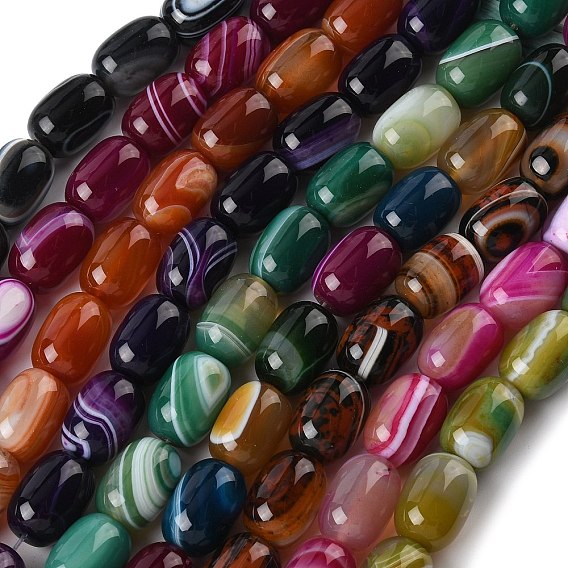 Нити бусин из натурального полосатого агата/полосатого агата (окрашенного и нагретого), колонка