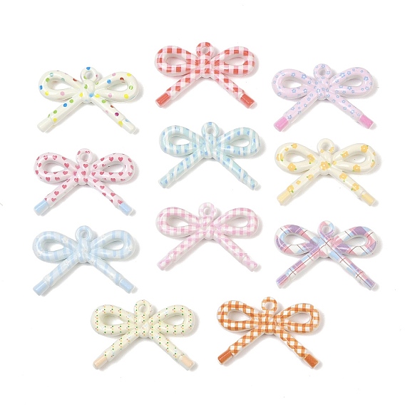 Непрозрачные печатные акриловые подвески, бантом