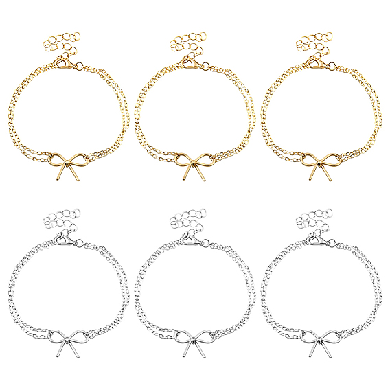 6шт. 2 цвета многорядные браслеты из цинкового сплава, бантом