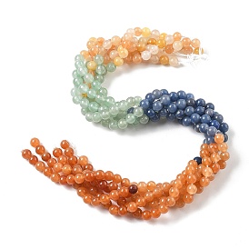 Нити бусин из натурального авантюрина желтого/зеленого/синего/красного цвета, стиль градиента, круглые