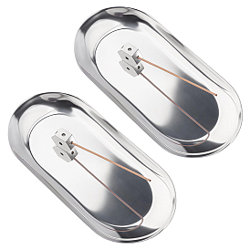 2Pcs Stainless Steel Oval Jewelry Storage Trays for Rings, Necklaces, Earrings, with 2Pcs Hexagonal Alloy Incense Holder