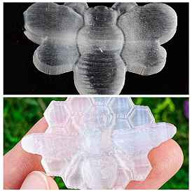 Natural Crystal Original Stone, Nitrite Gypsum Stone, Carving Creative Carved Bees Tabletop Home Decoration