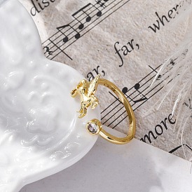 Кольца-манжеты из латуни с микропаве, прозрачные кубические циркония, кольца единорога для женщин, cmолой, долговечный, стойки покрытие, не содержит кадмия и углеводов