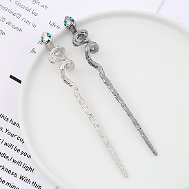 Coiled snake straight hairpin cool wind snake-shaped liquid metal hairpin clothing hairpin accessories
