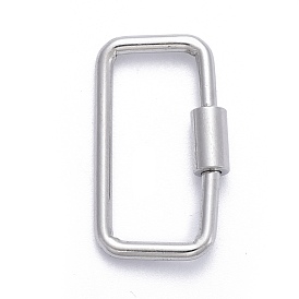 304 Брелоки карабин винтовые с замком из нержавеющей стали, для изготовления ожерелий, прямоугольные