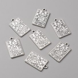 Colgantes de aleación de estilo tibetano de zinc, plata antigua, rectángulo con patrón de cartas del tarot