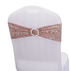 Fajas elásticas de spandex para sillas con lentejuelas y hebillas para la recepción de bodas, baby shower, fiesta de cumpleaños