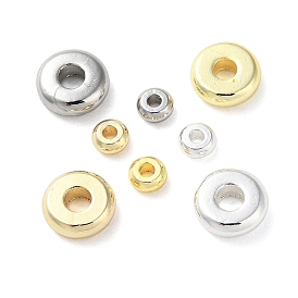 Rack Plating Brass Spacer Beads, Long-Lasting Plated, Lead Free & Cadmium Free, Flat Round