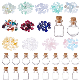 PandaHall Elite Wishing Bottle DIY Making Kits, Including Natural Gemstone Chip Beads, Glass Jar Glass Bottle