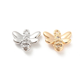 Brass Micro Pave Cubic Zirconia Charms, Bees
