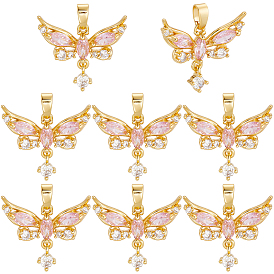 8 кулоны из латуни с микрочастицами и кубическим цирконием., бабочки прелести