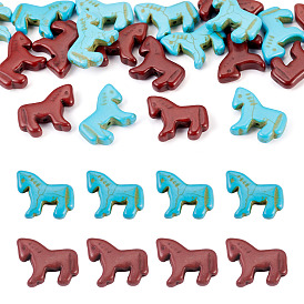 20шт. 2 цвета синтетические бирюзовые окрашенные конские бусины