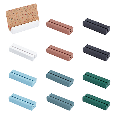 12Pcs Wooden Name Card Holder, Table Number Card Holder, Place Card Display Base, with 24Pcs Acrylic Double-sided Sticker