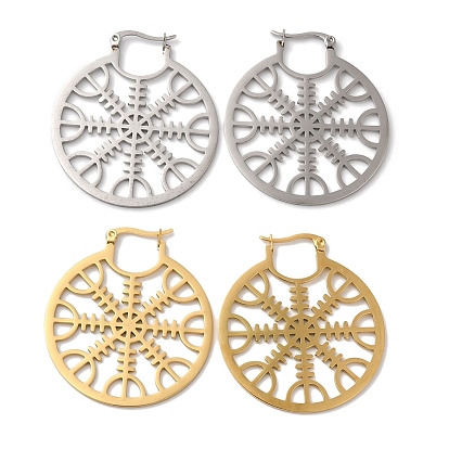 304 серьги из нержавеющей стали для женщин, плоский круглый с викингом, серьги обруча