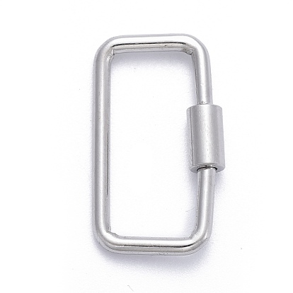 304 Брелоки карабин винтовые с замком из нержавеющей стали, для изготовления ожерелий, прямоугольные