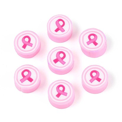 Бусины из полимерной глины , плоский круглый с лентой