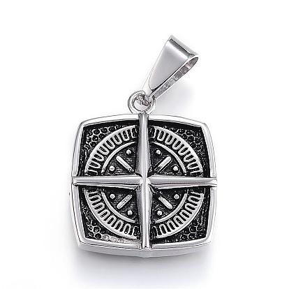304 Stainless Steel Pendants, Square