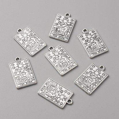 Colgantes de aleación de estilo tibetano de zinc, plata antigua, rectángulo con patrón de cartas del tarot
