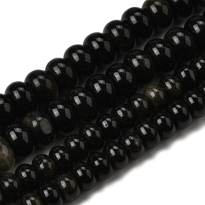 Естественный золотистый отлив обсидиан бисер пряди, рондель