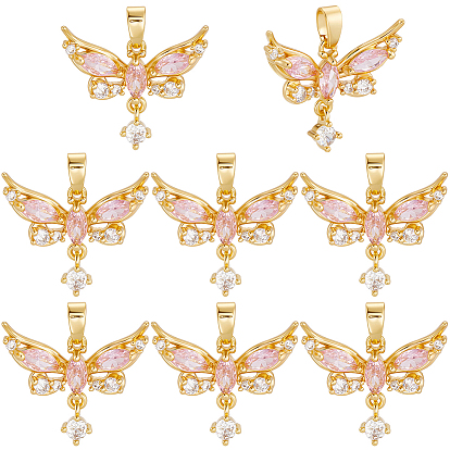 8 кулоны из латуни с микрочастицами и кубическим цирконием., бабочки прелести