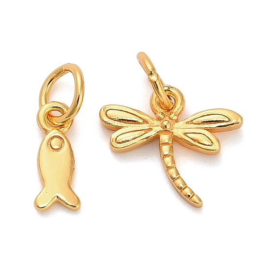 925 подвески-рыбы-драконы из стерлингового серебра, золотые, с перемычками и 925 штампом