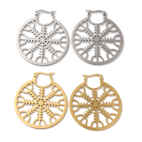 304 серьги из нержавеющей стали для женщин, плоский круглый с викингом, серьги обруча