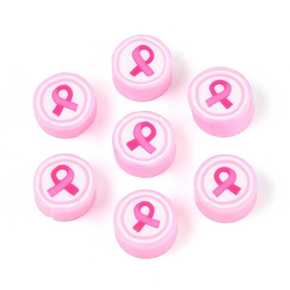 Бусины из полимерной глины , плоский круглый с лентой