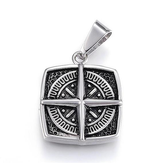 304 Stainless Steel Pendants, Square