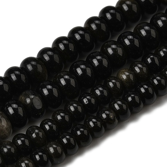 Естественный золотистый отлив обсидиан бисер пряди, рондель